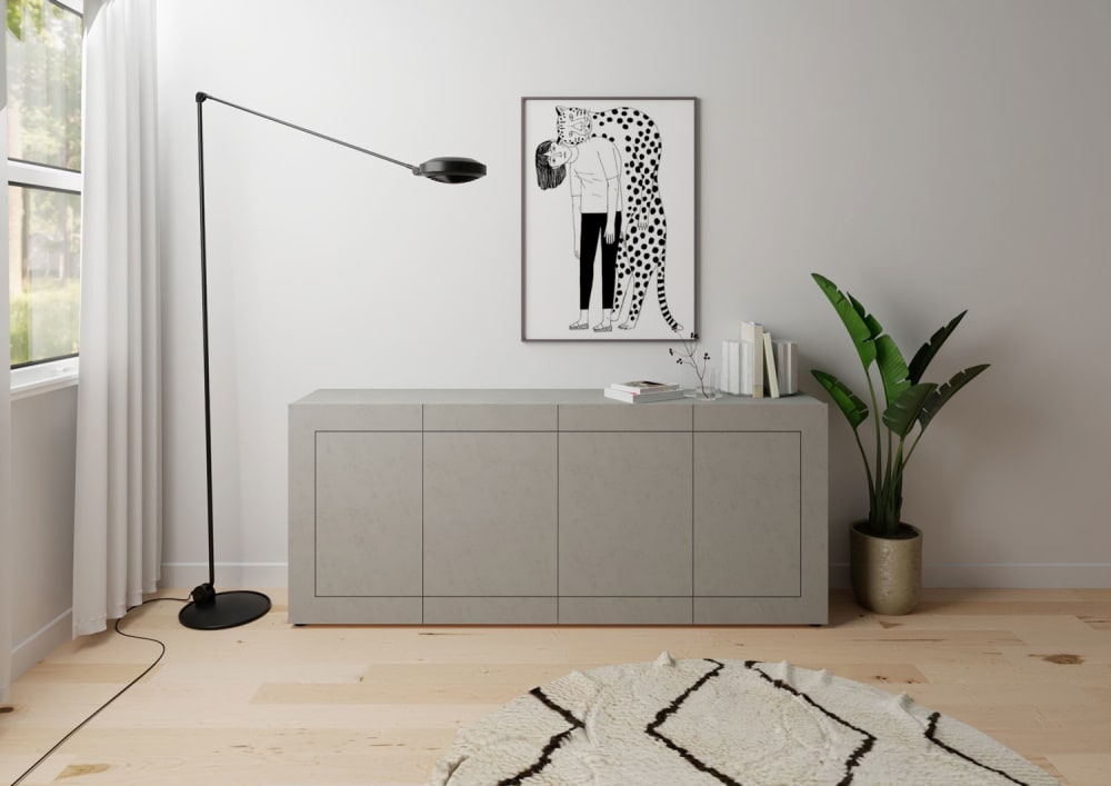 Kommode 4-türig 200x40x83,5cm in Holzoptik Kaschmir - Maisons Du