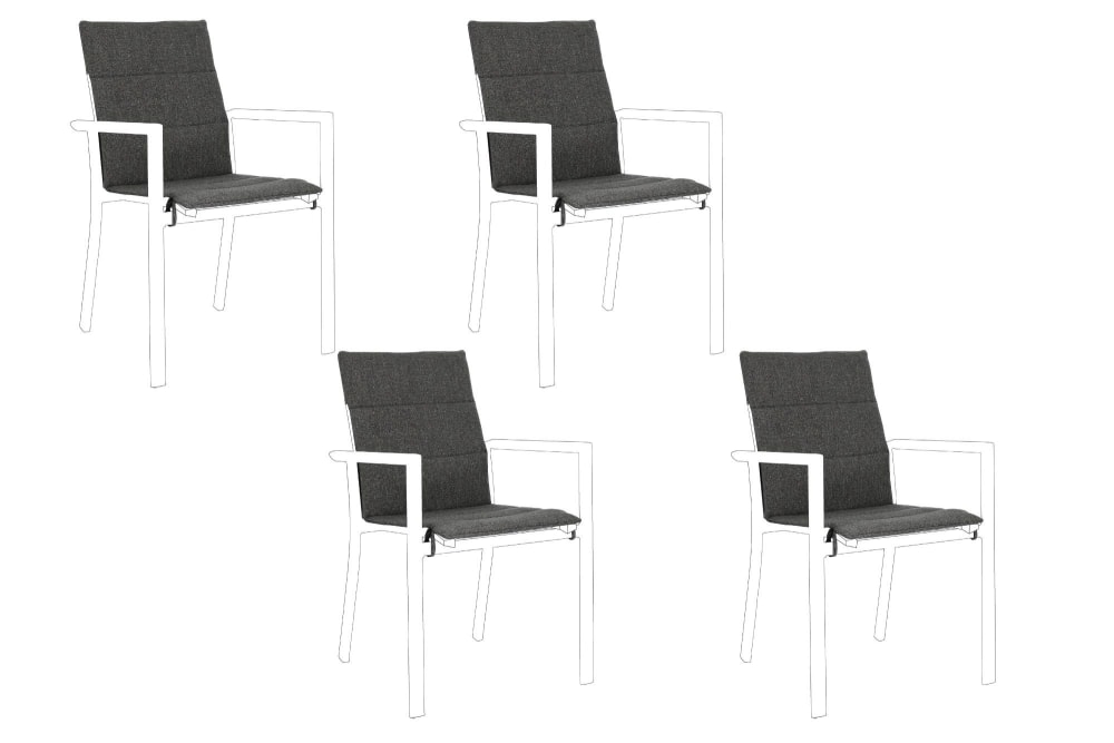 Lot de 4 coussins pour chaise de jardin en toile anthracite