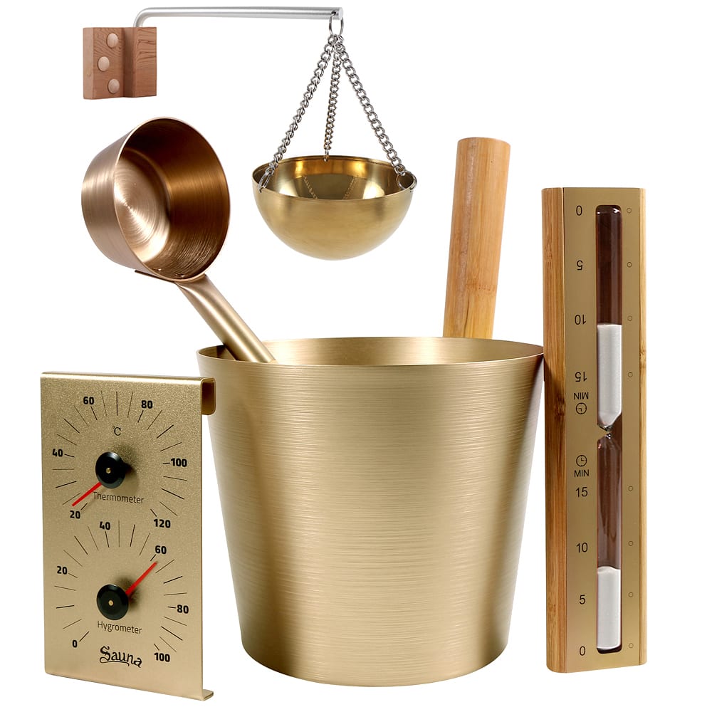 Accessoires pour sauna métal or