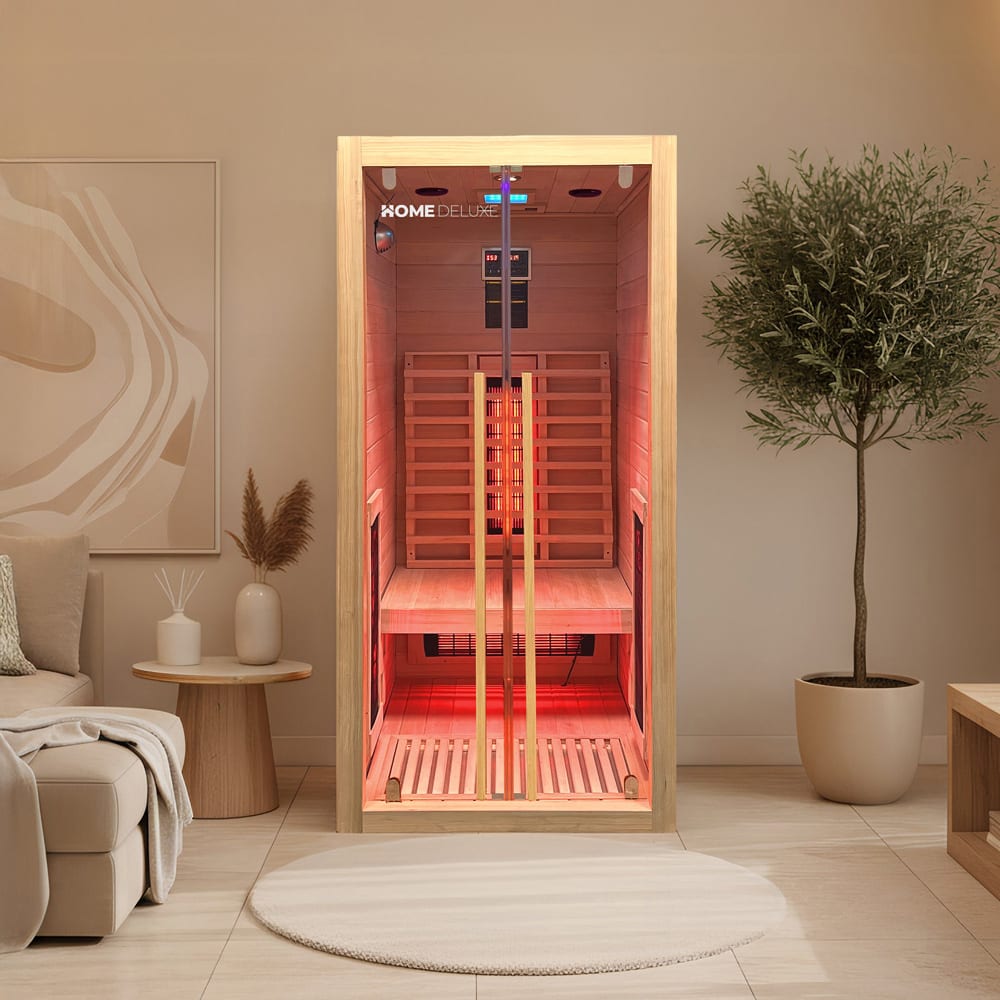 Cabine infrarouge pour 1 personne en bois 90x90x190 cm