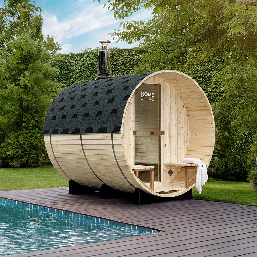 Sauna en tonneau en bois pour 4-6 personnes