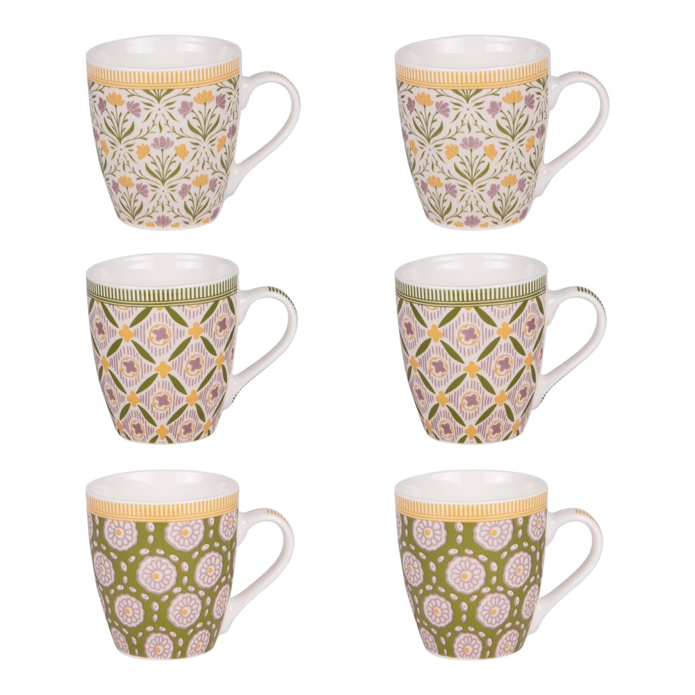 Coffret de 6 tasses   23 cl multicolore en porcelaine