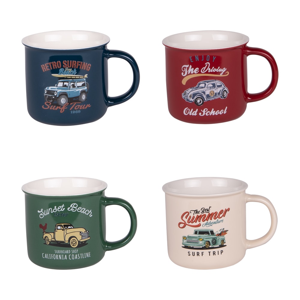 Coffret de 4 mugs   35 cl multicolore en céramique