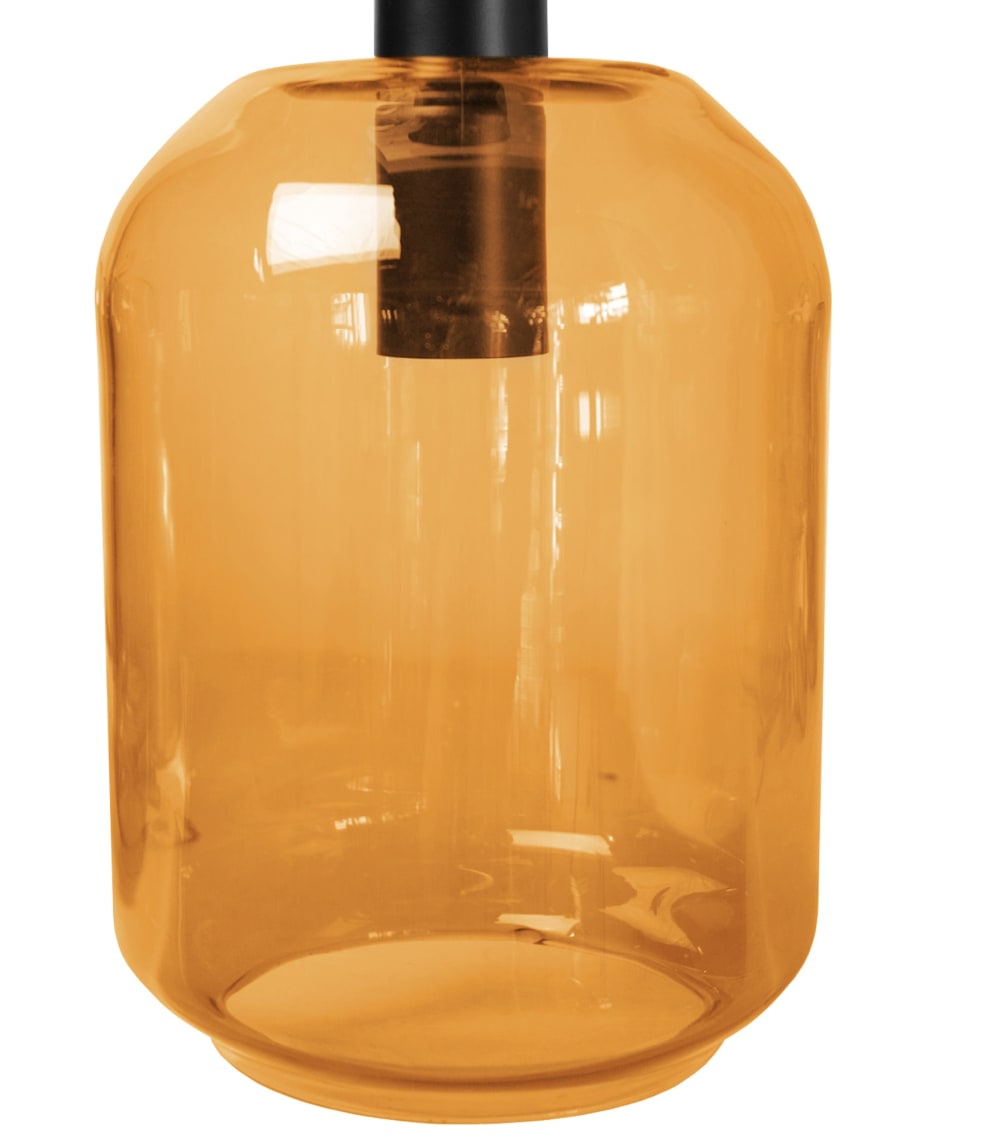 Suspension métal noir abat-jour verre ambre — vue 4