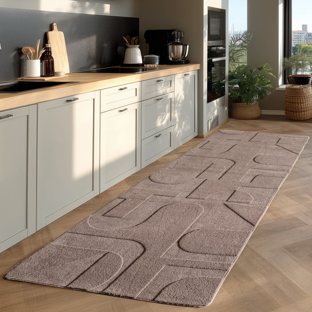 Tapis côme doux à relief beige 80x250cm — vue 4