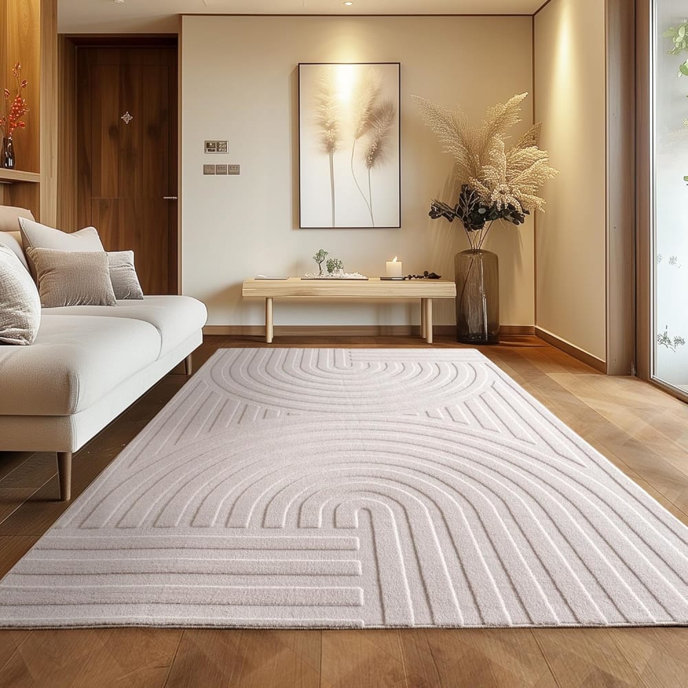 Tapis bari doux à relief crème 120x170cm — vue 3