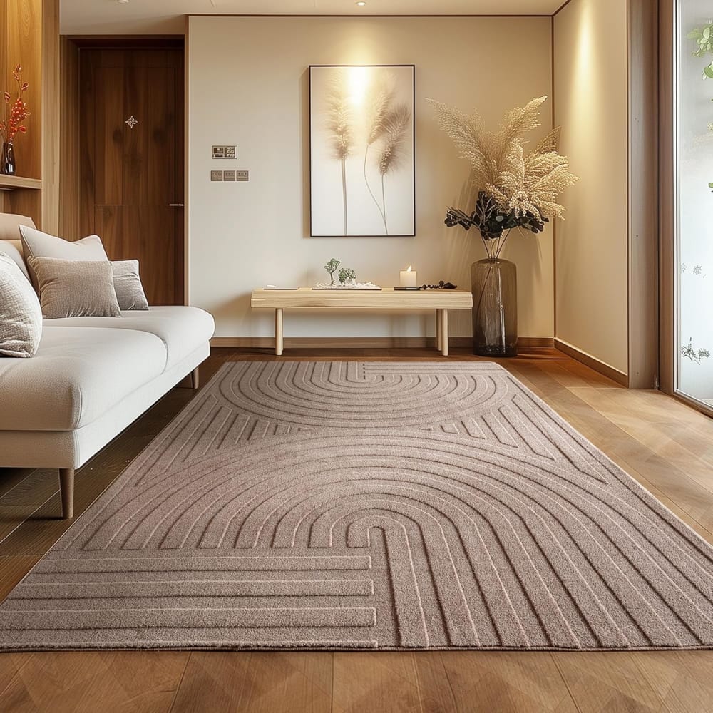 Tapis bari doux à relief beige 240x340cm — vue 3