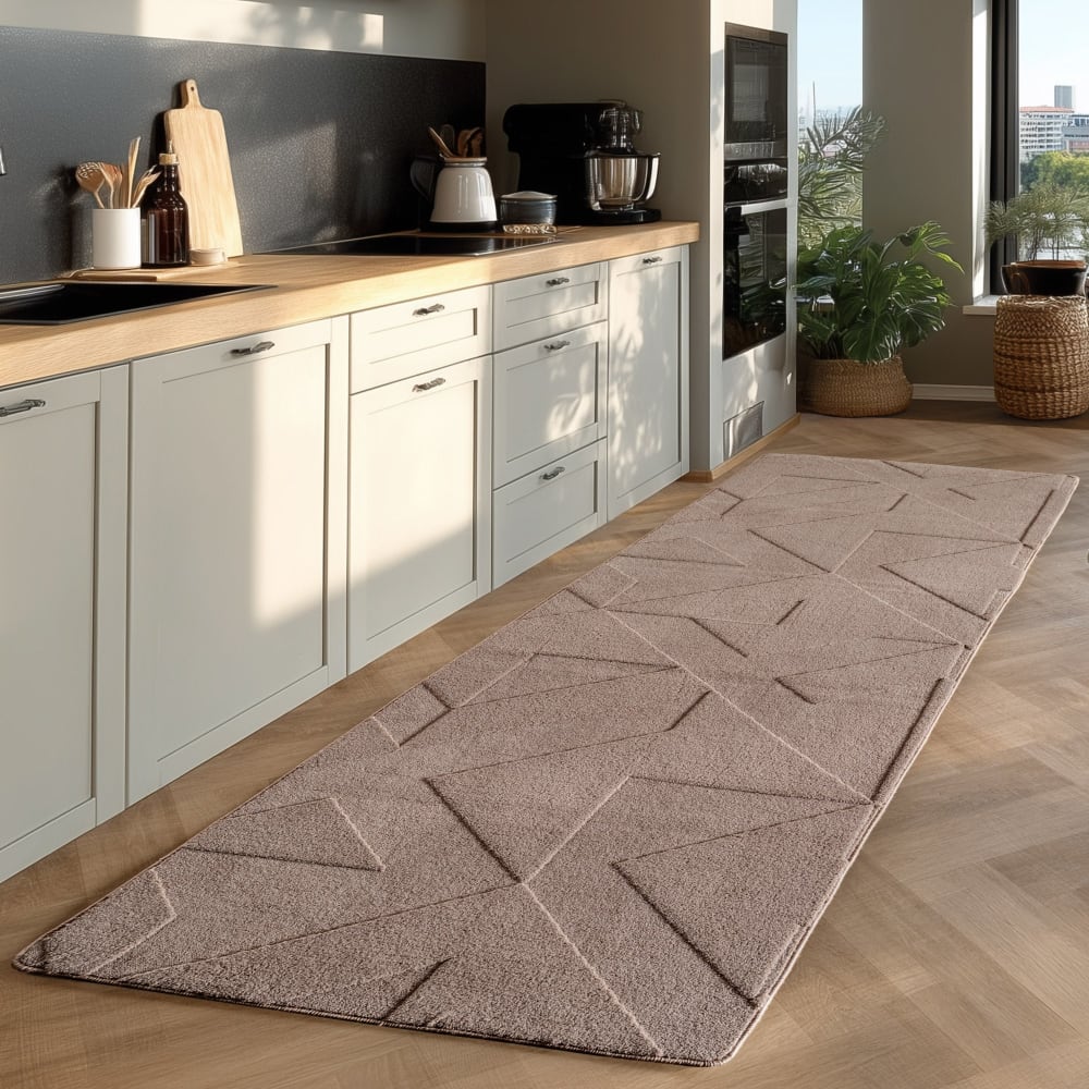 Tapis asti doux à relief beige 80x250cm — vue 4