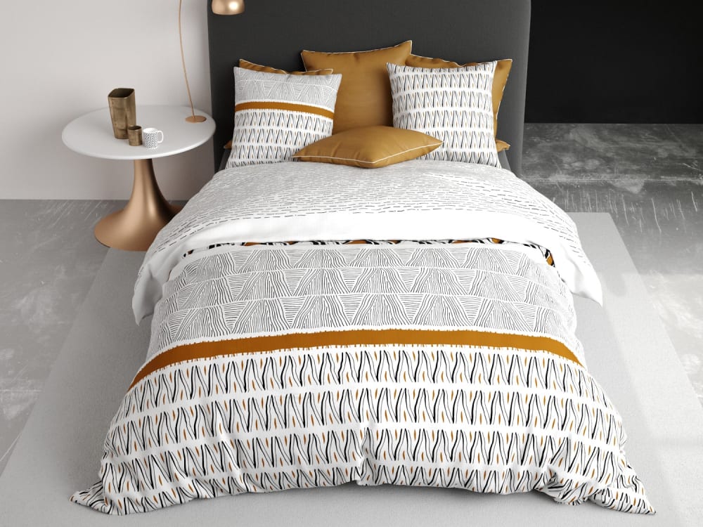 Parure imprimée en coton avec housse de couette + 2 taies 260x240 cm
