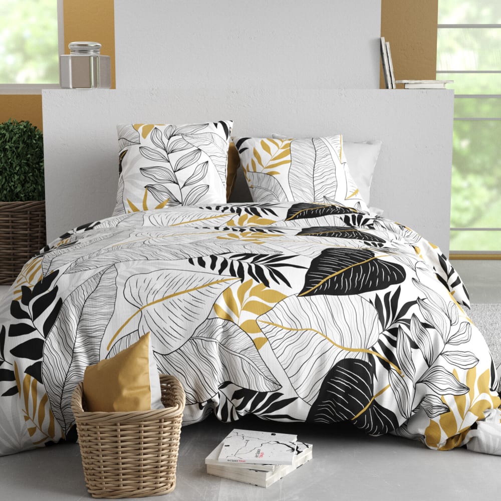 Parure imprimée en coton avec housse de couette + 2 taies 260x240 cm