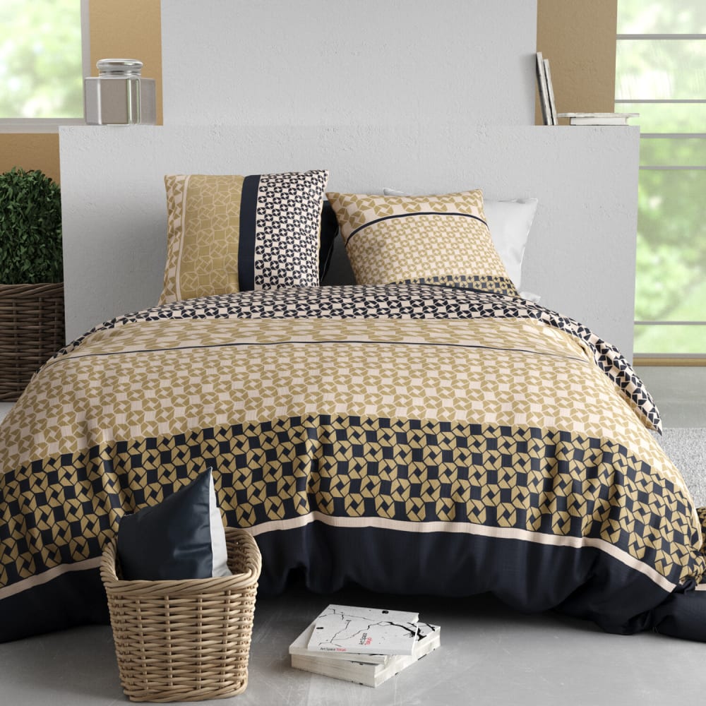 Parure imprimée en coton avec housse de couette + 2 taies 260x240 cm