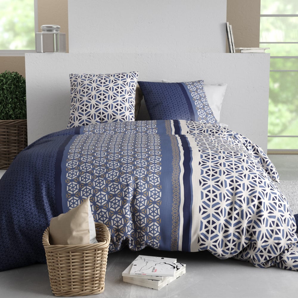 Parure imprimée en coton avec housse de couette + 2 taies 240x220 cm