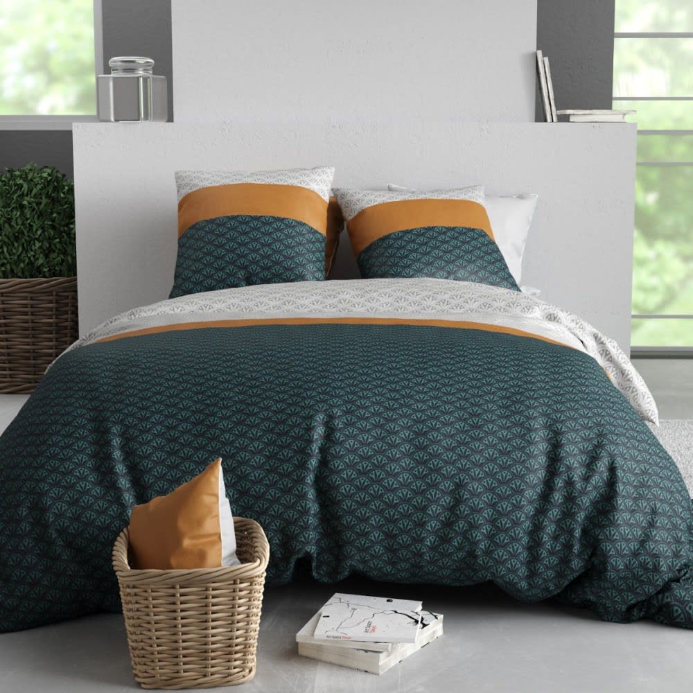 Parure de couette 100% coton 57 fils imprimée 260x240cm 2 taies