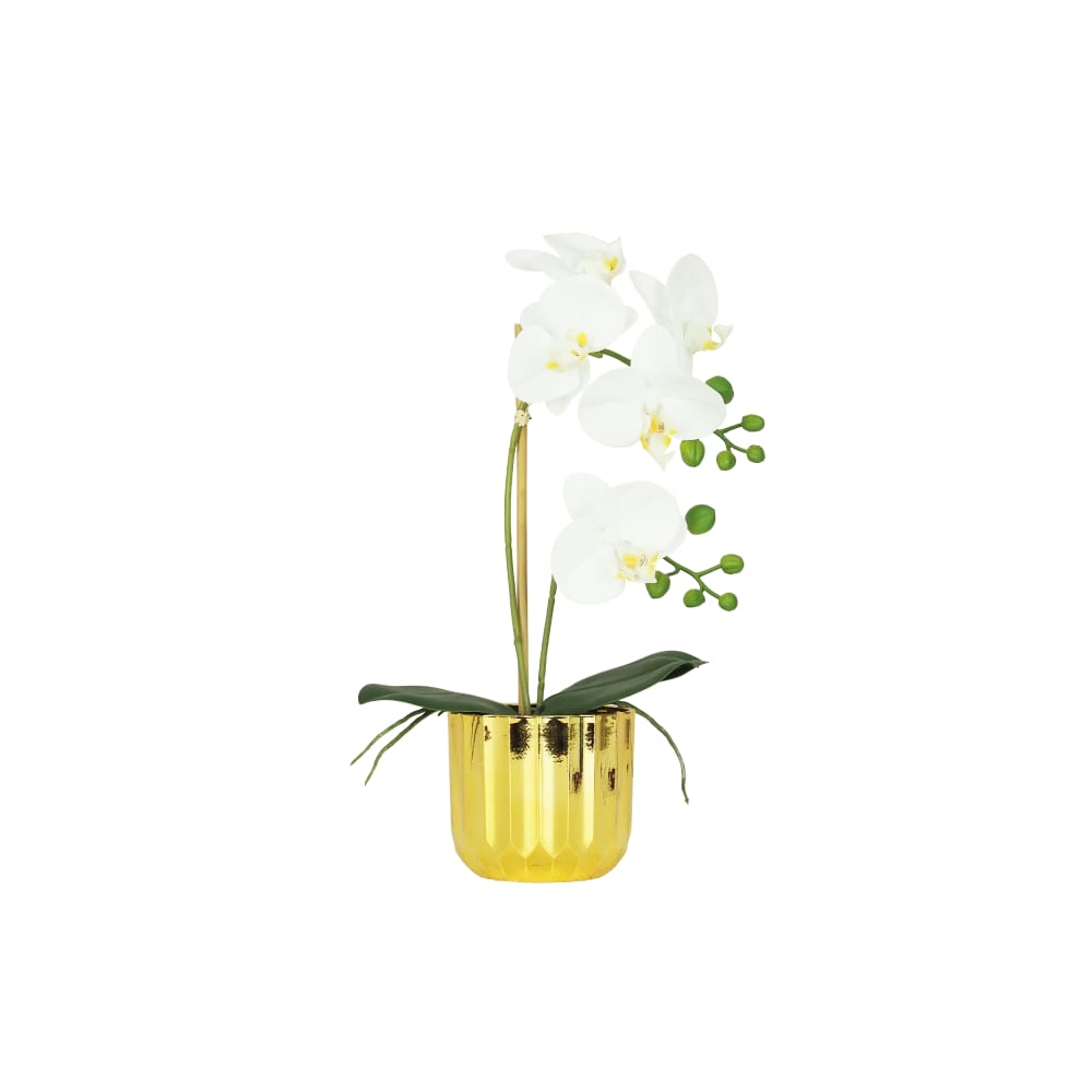 Orchidée artificielle toucher réel pot or 40cm Orchidée artificielle toucher réel pot or 40cm