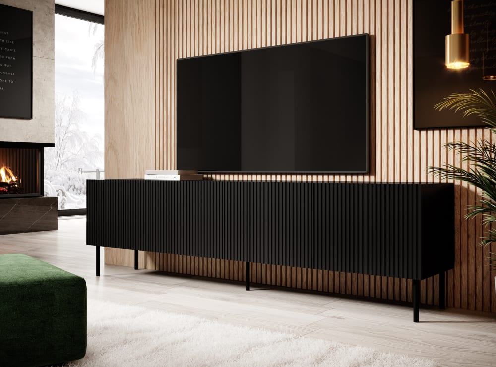 Meuble TV 4 portes avec pieds en métal 200x52 cm