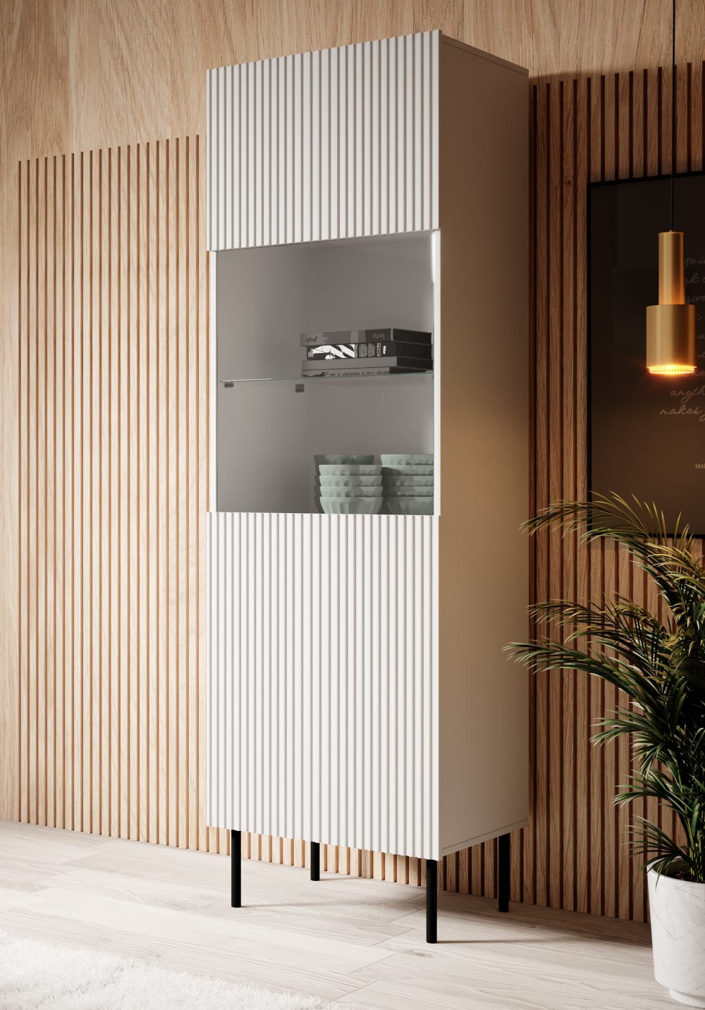 Vitrine 1 porte 5 étagères 60x182 cm