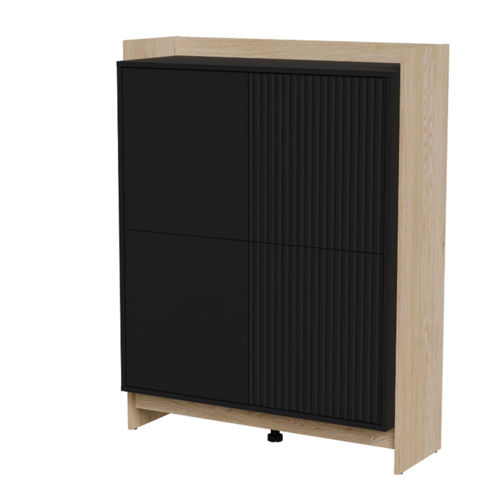 Buffet 4 portes noir mat/chêne 100x130 cm