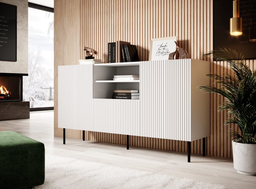 Buffet 2 portes 1 tiroir pied métal 150x82 cm