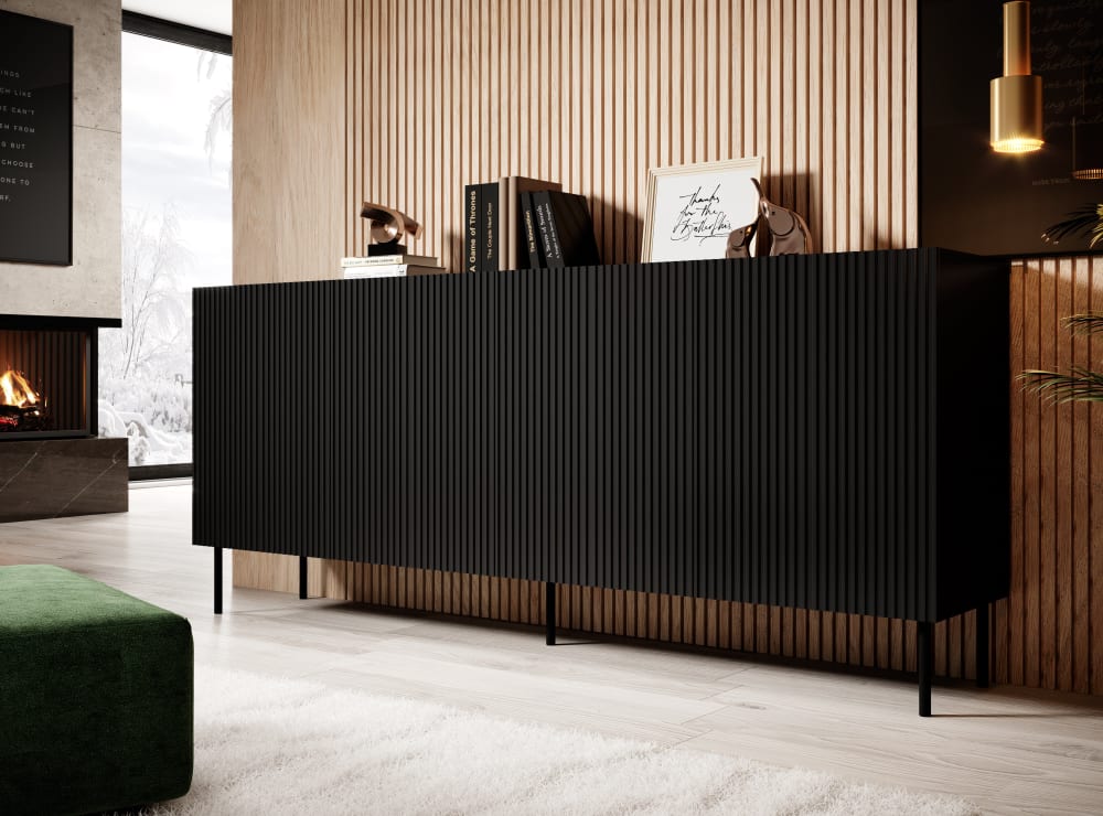 Buffet 4 portes avec pied en métal 200x82 cm