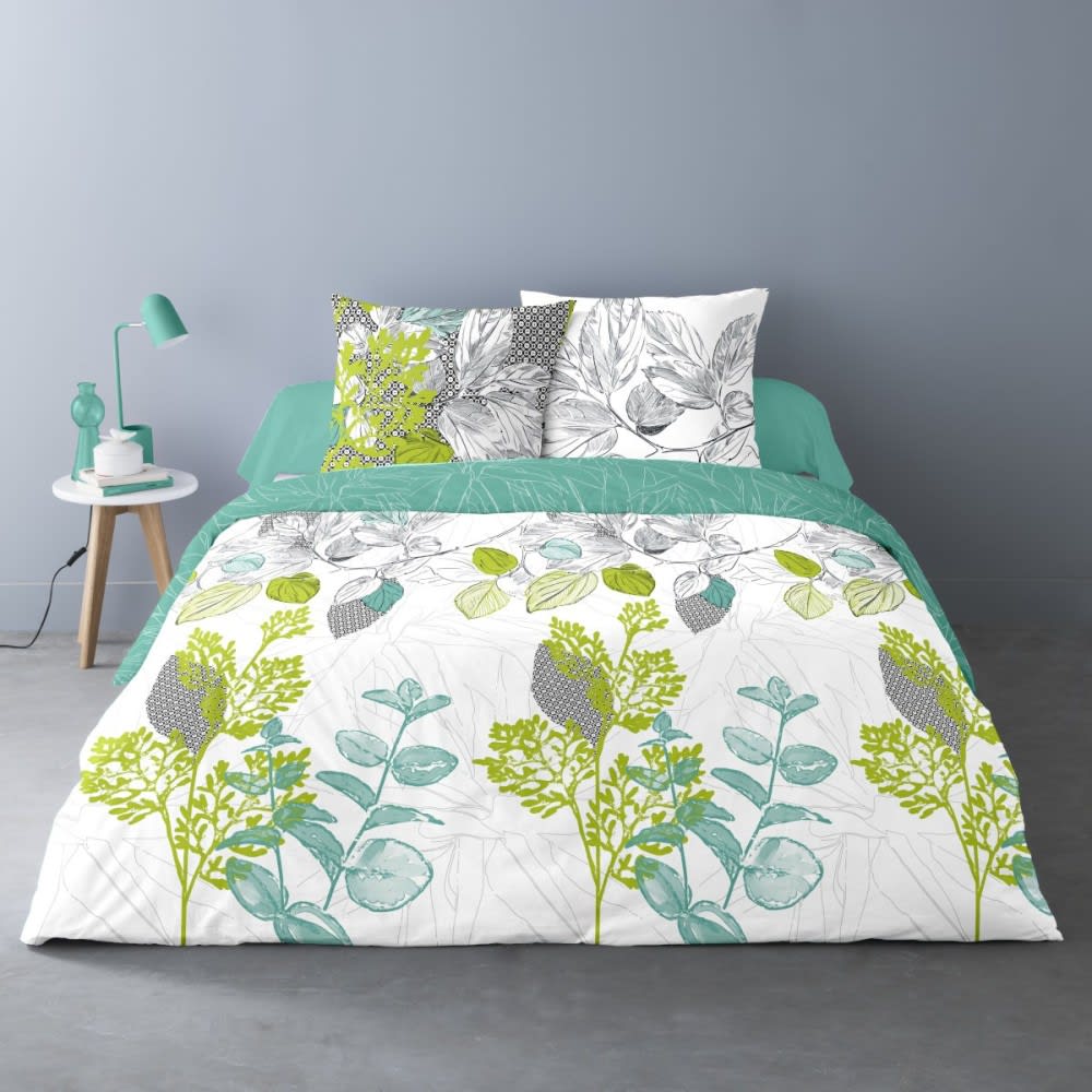 Parure de couette 100% coton imprimée 260x240cm 2 taies