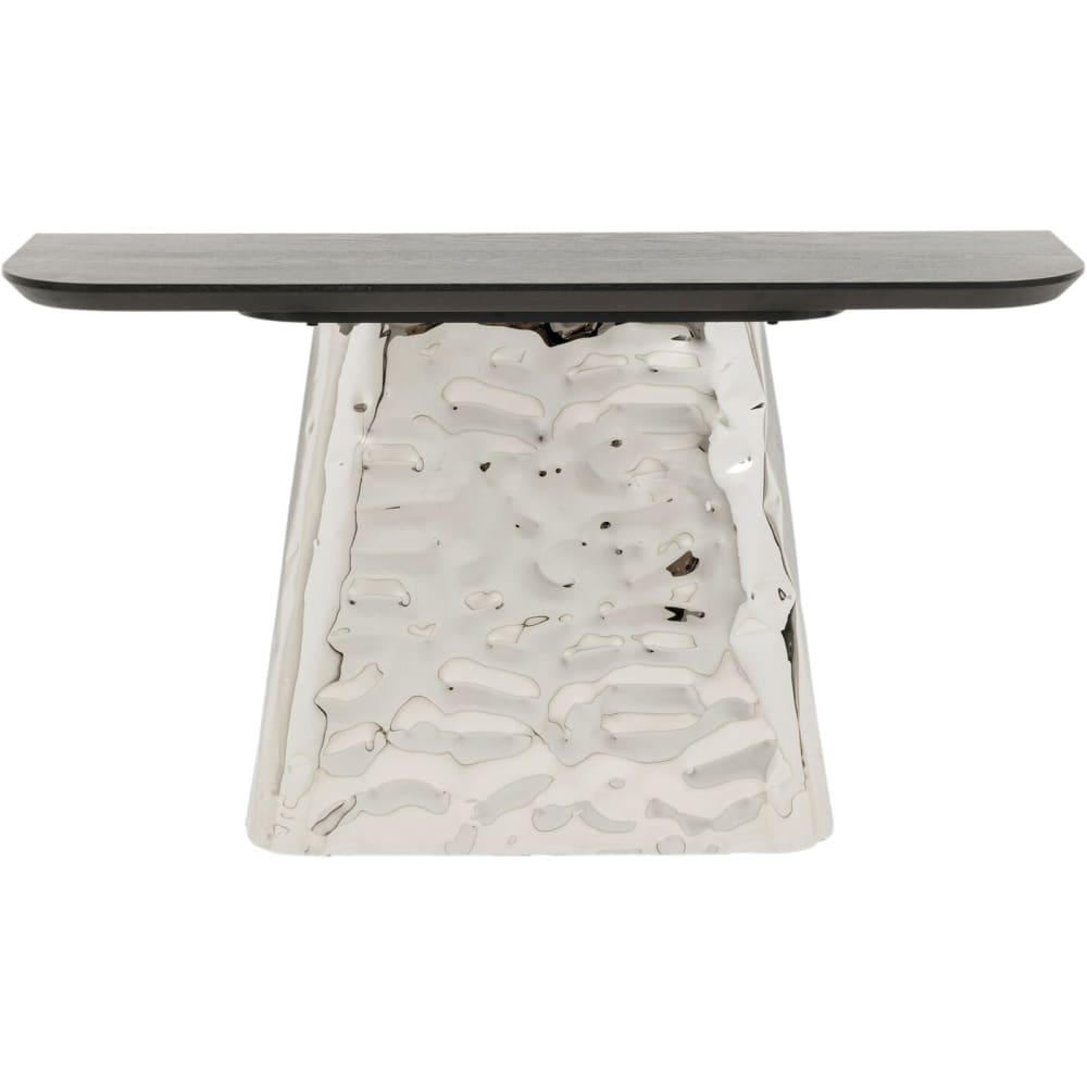 Kare Design Konsole aus Edelstahl und Holz, silber style modern - -