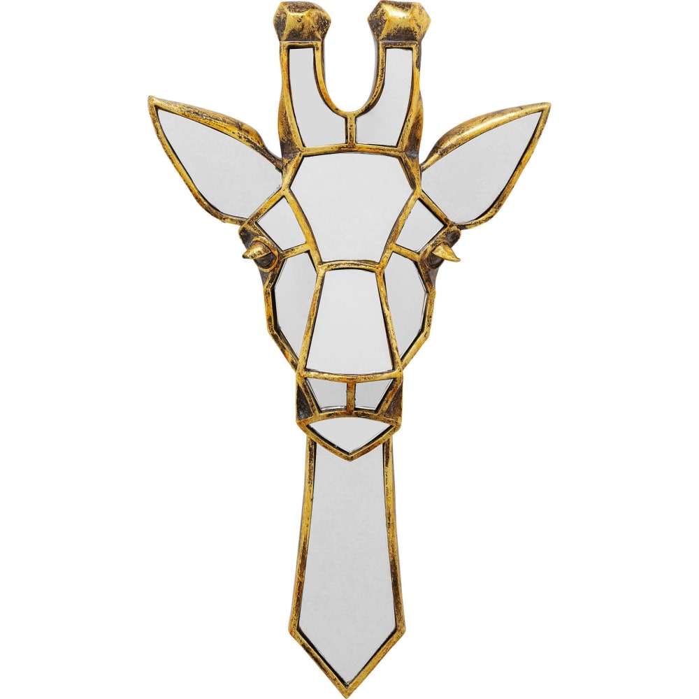 Kare Design Wanddeko Giraffe aus verspiegeltem Glas und Polyresin, gold, H45cm style modern - Glas
