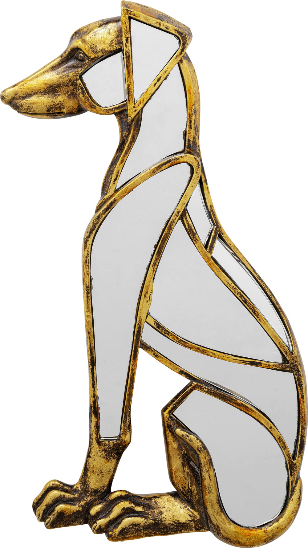 Kare Design Wanddeko Hund aus verspiegeltem Glas und Polyresin, gold, H38cm style modern - Glas