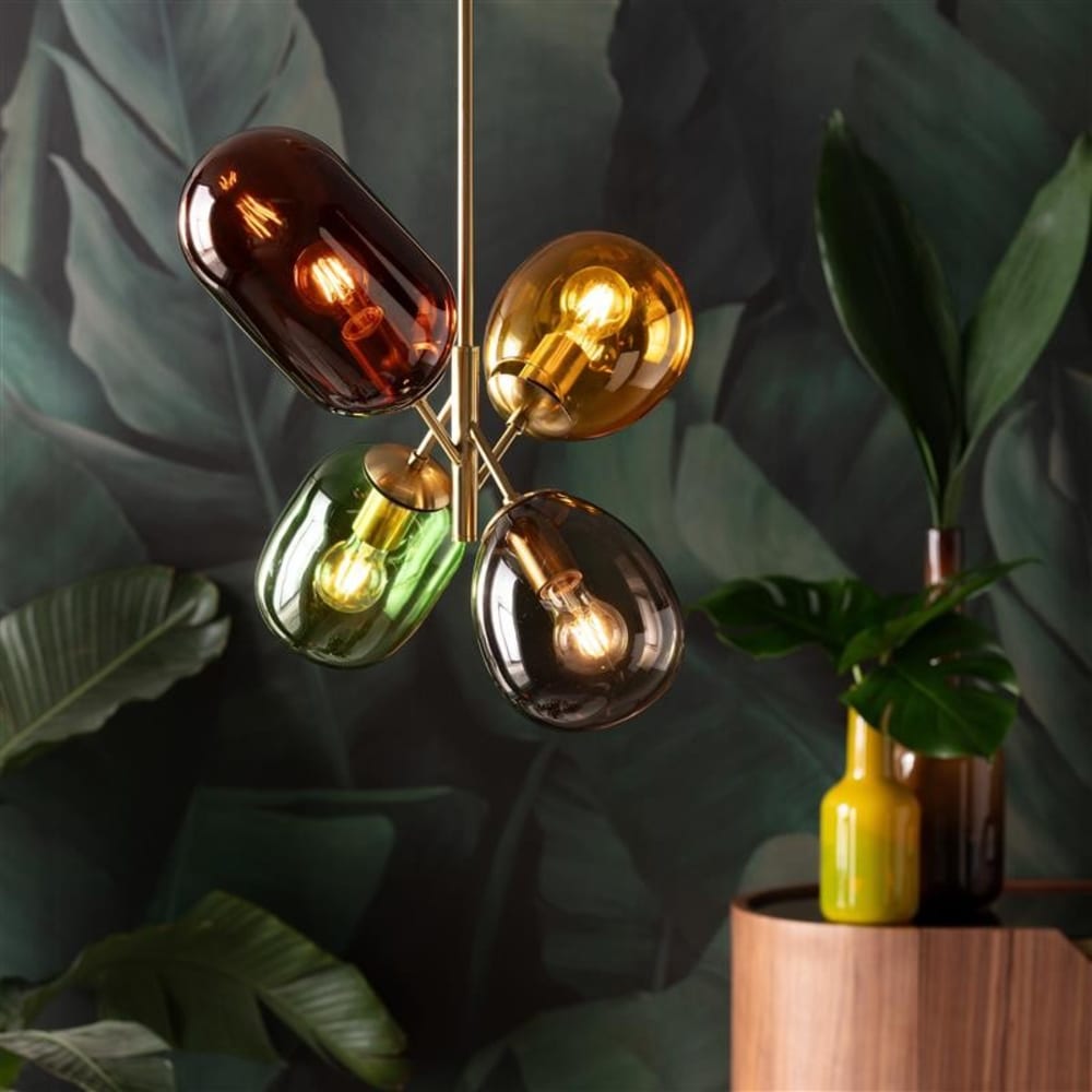 Suspension en verre et acier doré — vue 3