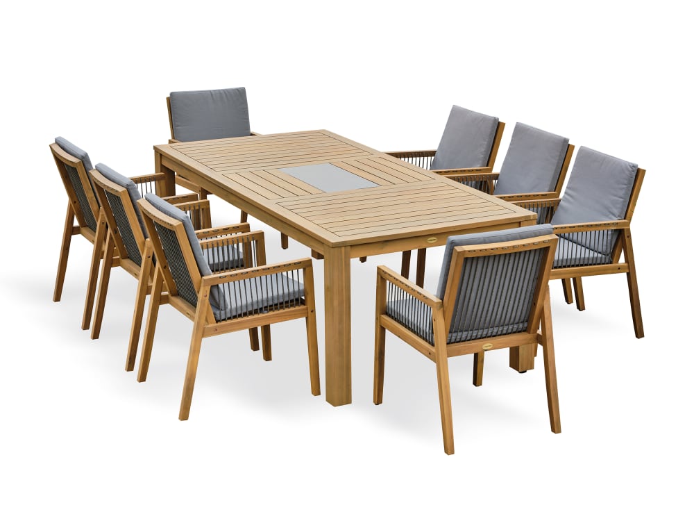 Ensemble repas de jardin 8 places en bois d'acacia