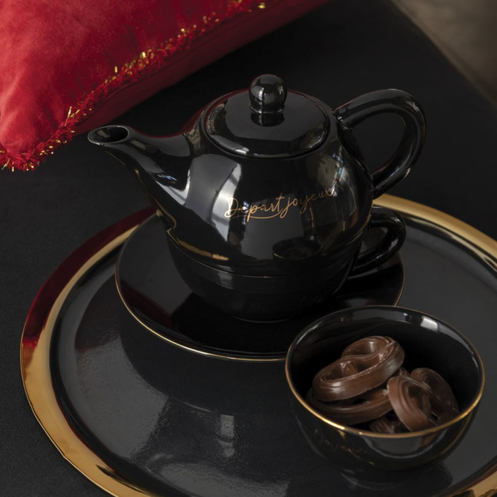 Théière égoïste en porcelaine noire - Maisons du Monde
