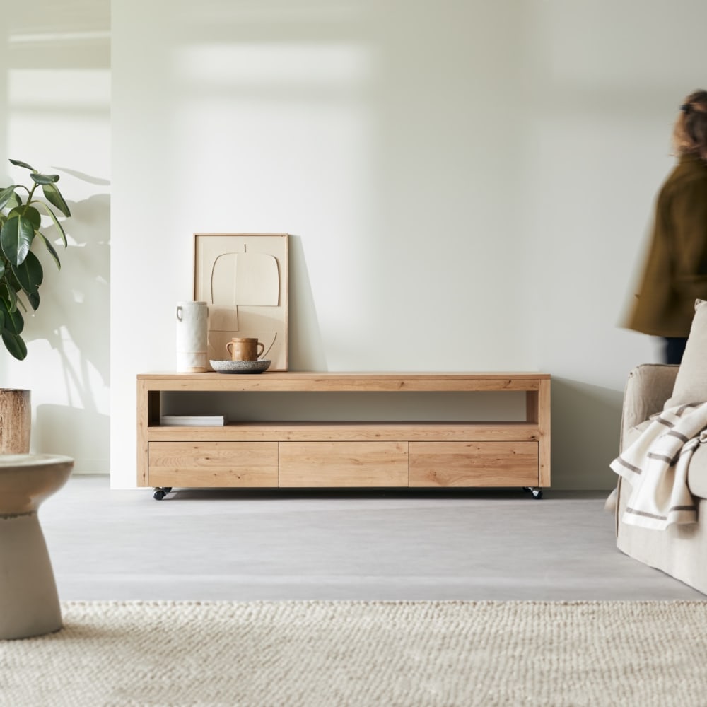 mueble de tv de roble macizo con nudos 180cm