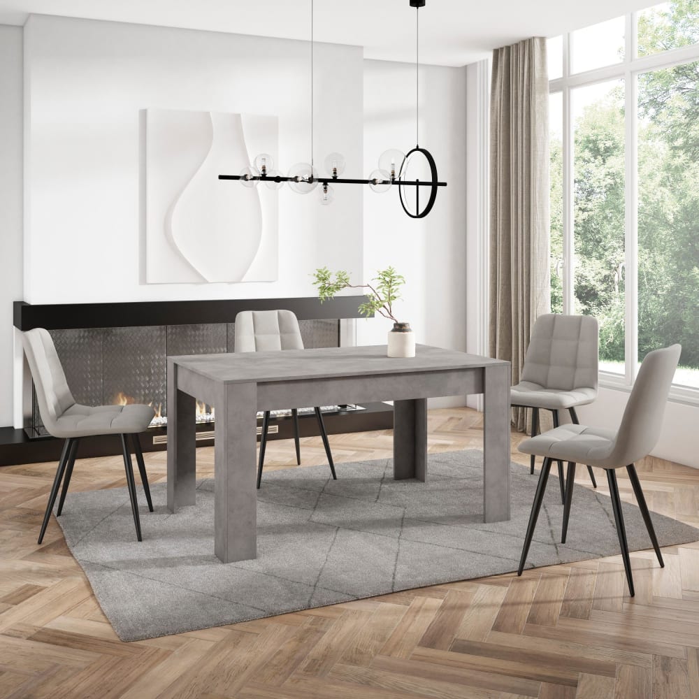 SKRAUT HOME Robuste Struktur der Tabelle. Maße: 140x90x76cm (Länge x Breite x Höhe). Zementfarbe. Tischplatte. Maße: 140x90cm (Länge x Breite).