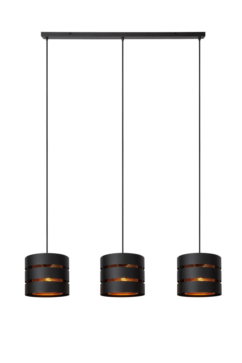 Suspension métal 3 lumières lation noir 130 cm