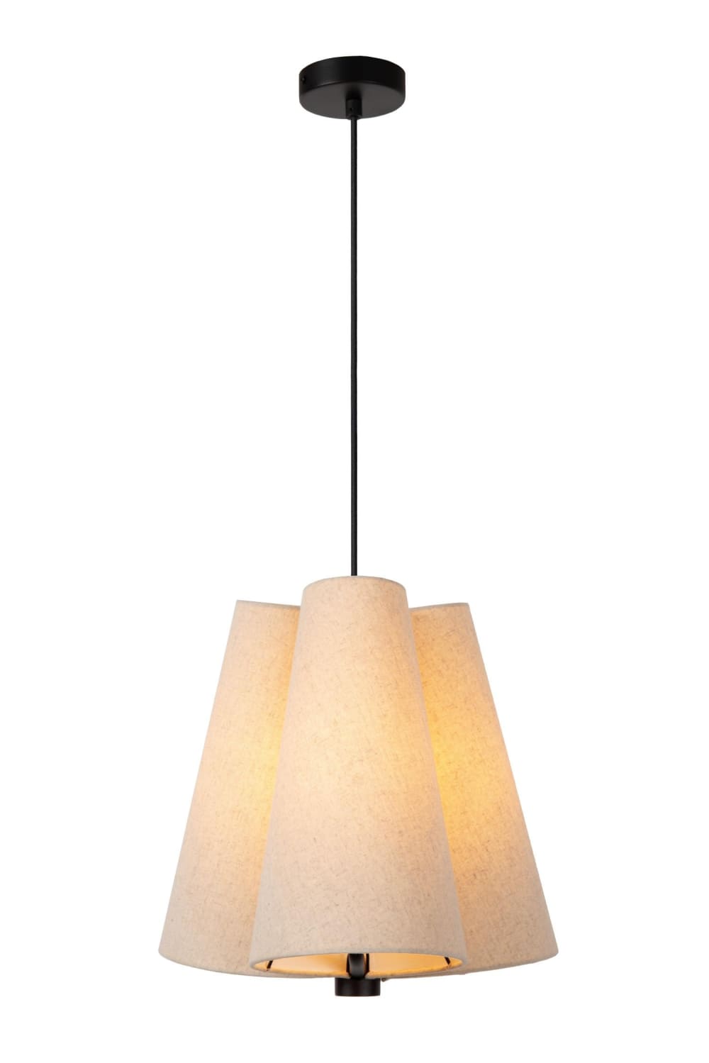 Suspension métal lin 3 lumières crème