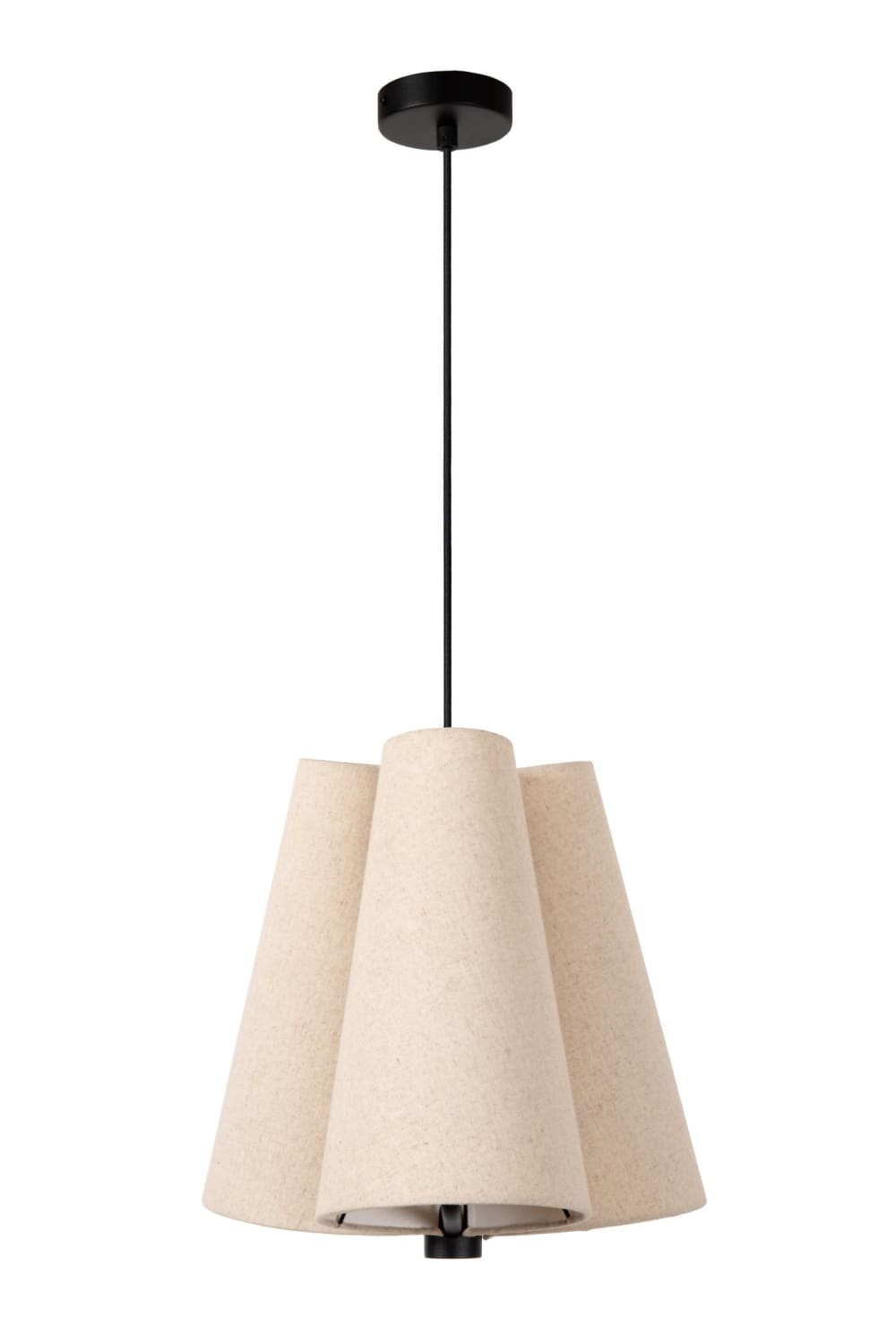Suspension métal lin 3 lumières crème — vue 4
