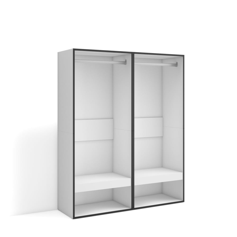 Offener Kleiderschrank Holzeffekt 120x35x145cm Weiß - Maisons Du