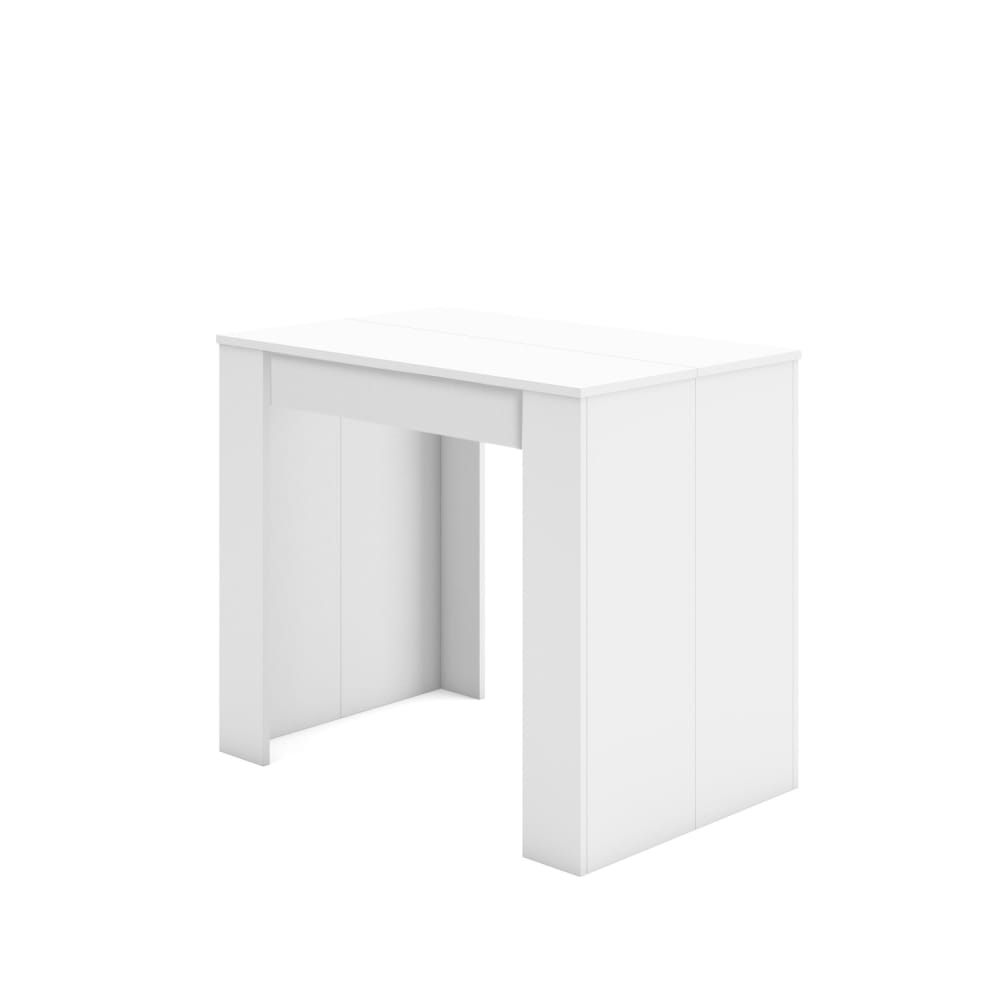 Console extensible effet bois blanc 160x90x77cm