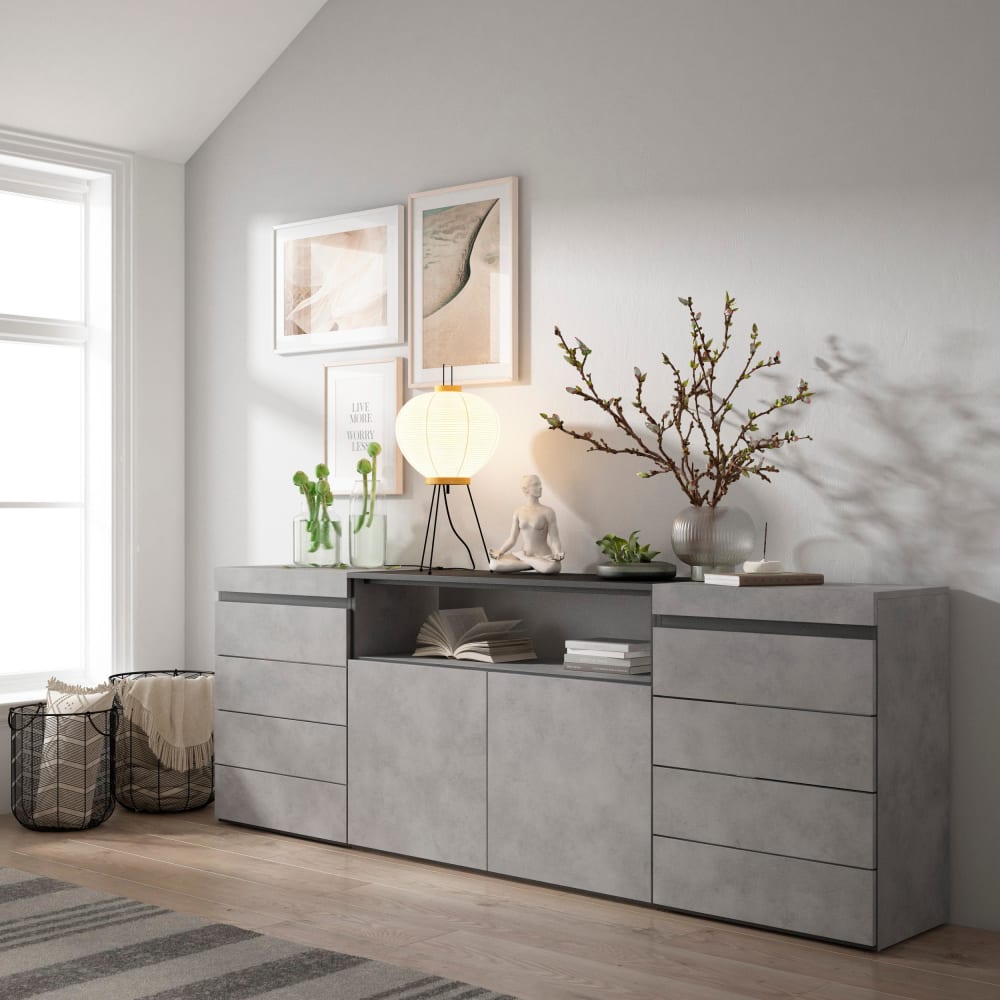 Commode effet bois ciment 214x35x75cm