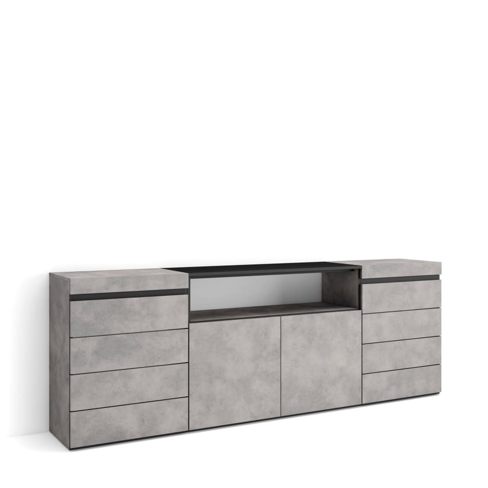 Kommode Holzeffekt 214x35x75cm Zementgrau - Maisons Du Monde