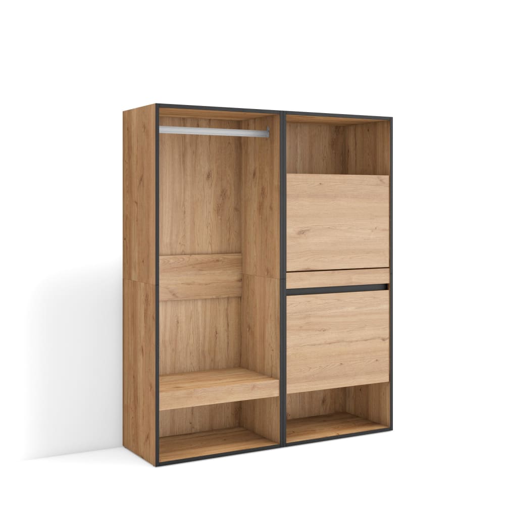 Offener Kleiderschrank Holzeffekt 120x35x145cm Eiche - Maisons Du