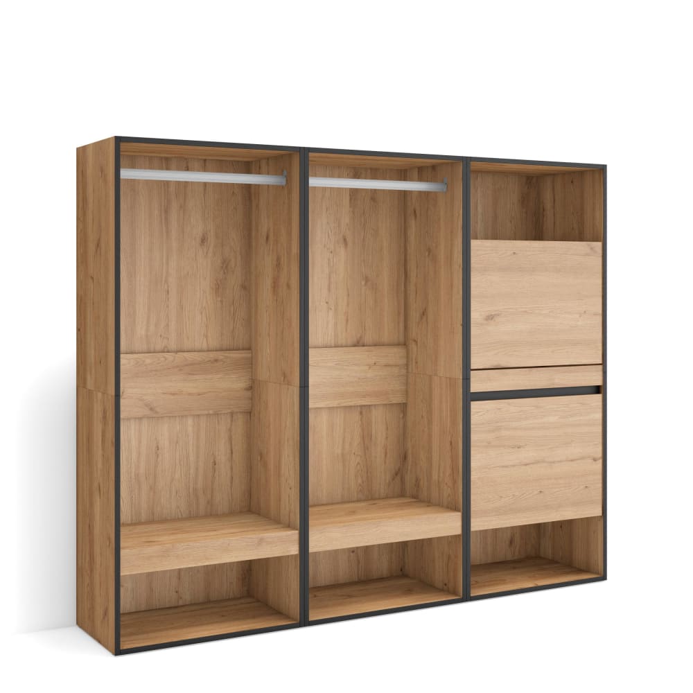 Offener Kleiderschrank Holzeffekt 180x35x145cm Eiche - Maisons Du