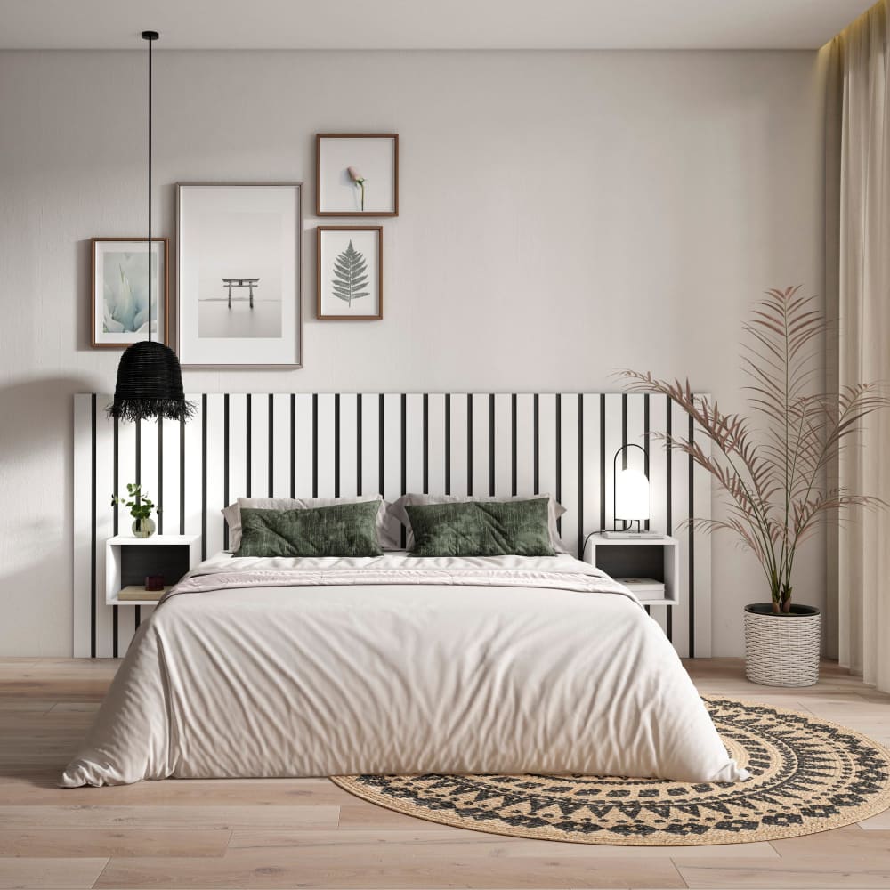 Tête de lit effet bois blanc 258x3x107cm