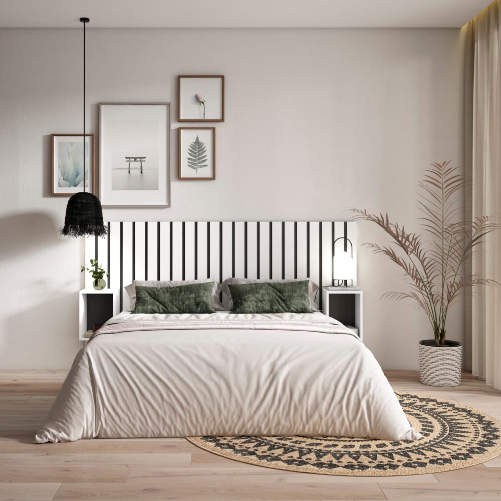 Tête de lit effet bois blanc 196x3x107cm