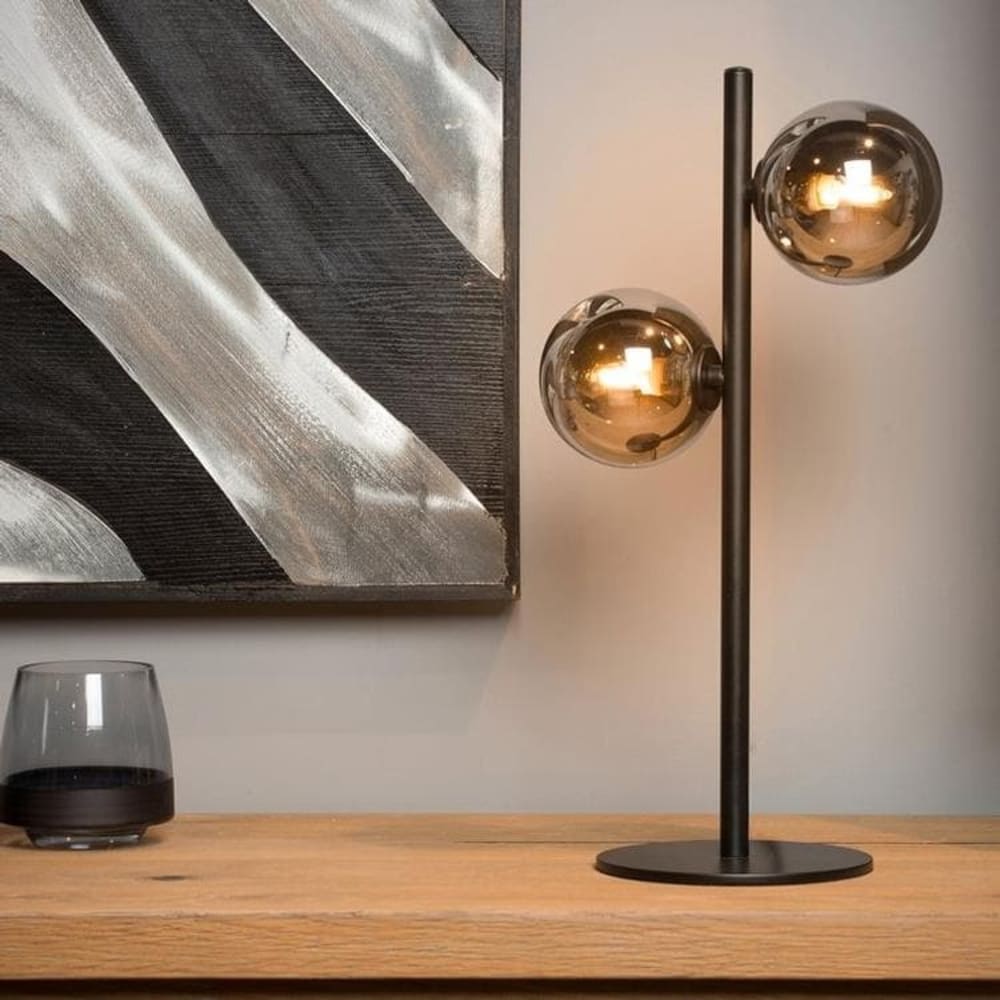 Lampe à poser 2 lumières h43cm noir