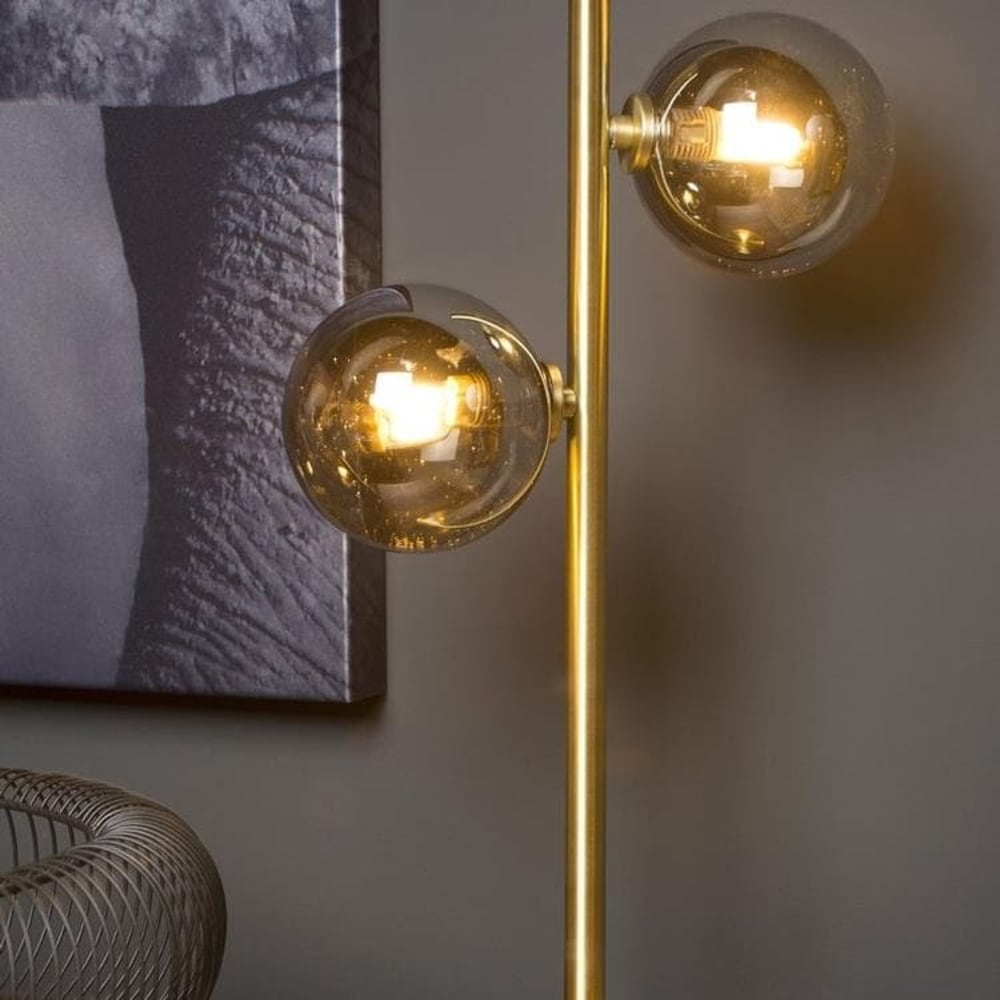 Lampe à poser 2 lumières h43cm laiton