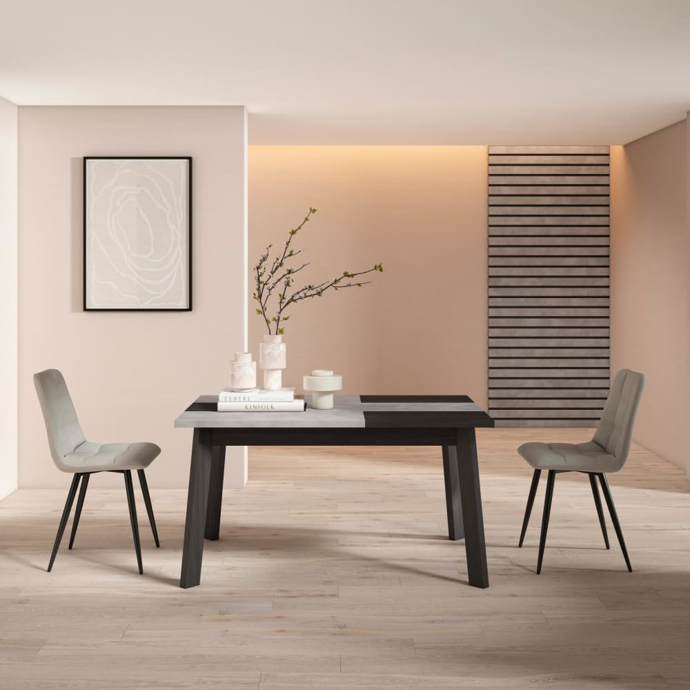 Skraut home Esstisch Holzeffekt 140x90x75cm Zementgrau style modern - Spanplatte