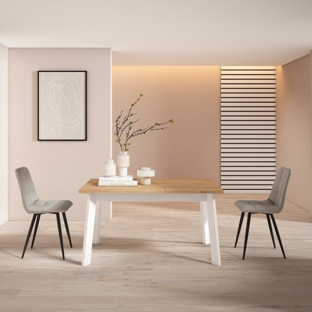Skraut home Esstisch Holzeffekt 140x90x75cm Eiche style modern Beige Spanplatte