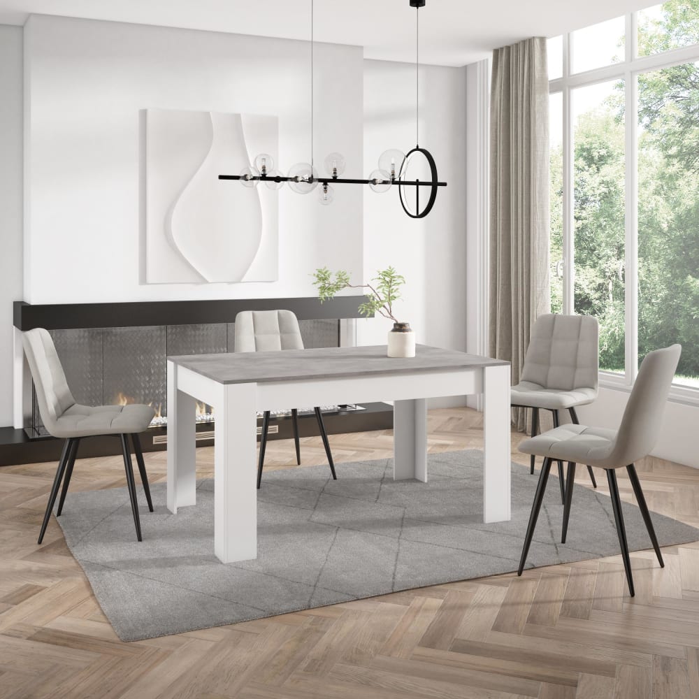 SKRAUT HOME Robuste Struktur der Tabelle. Maße: 140x90x76cm (Länge x Breite x Höhe). Farbe Weiß Matt. Tischplatte. Maße: 140x90cm (Länge x Breite).