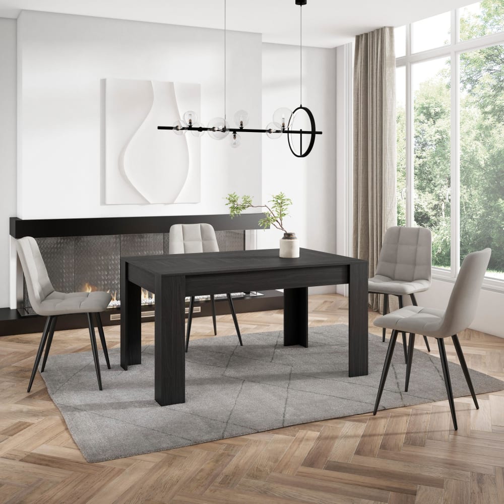 Skraut home Esstisch Holzeffekt 140x90x76cm Schwarz style modern Schwarz Spanplatte