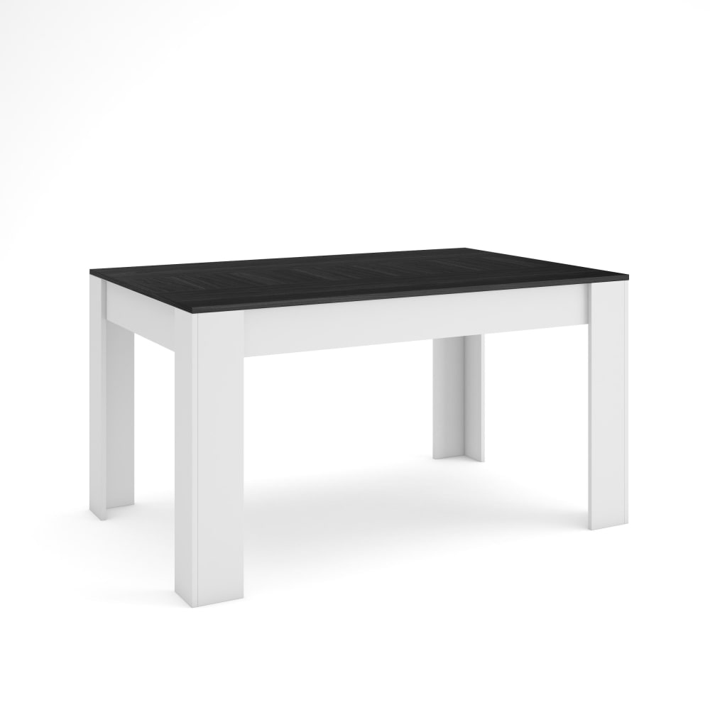 Table à manger effet bois noir et blanc 140x90x76cm
